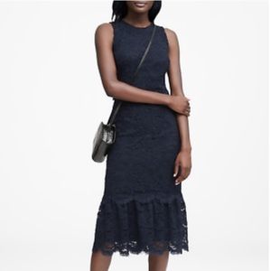 NWT Banana Republic Lace Midi Dress:  Black, size 4